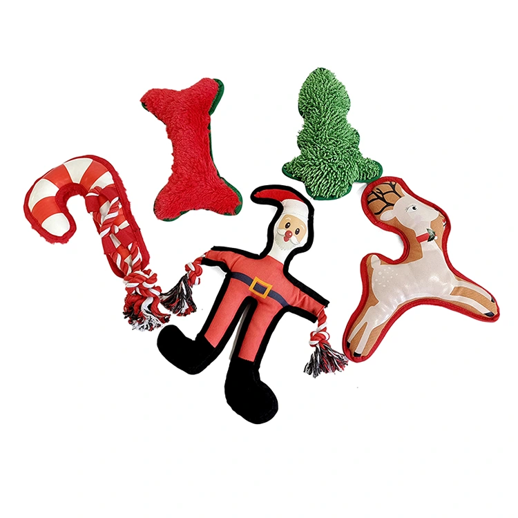 Giocattolo per cani da canna dell'albero di Natale Babbo Natale